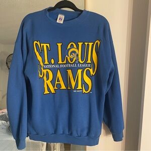 1995 St. Louis Rams NFL L blue and yellow crewneck sweater